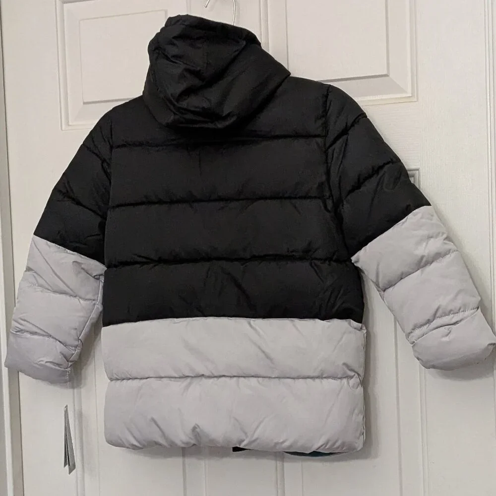 !XtremE Boy's Puffer Jacket Fleece Lined Hooded Super Warm Size S Black/Gray NWT